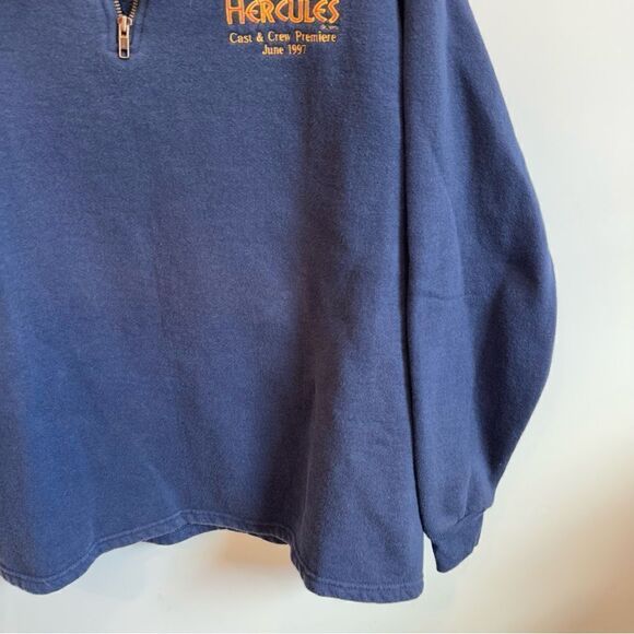 Rare Hercules Disney Vintage Promo Quarter Zip Hoodie Cast Crew Premiere 1997 L - Picture 3 of 7